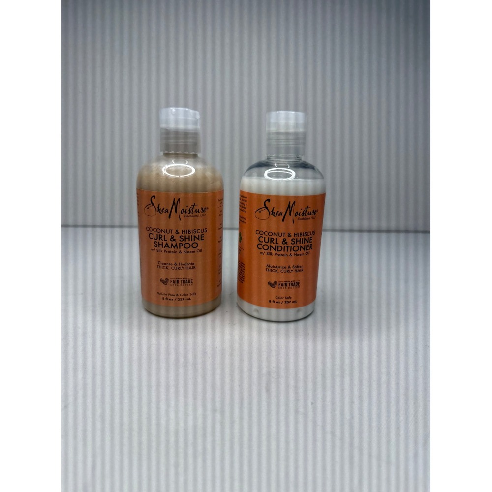 SheaMoisture Coconut Hibiscus Curl‎ Shine Shampoo Conditioner Set 8oz 237ml Duo